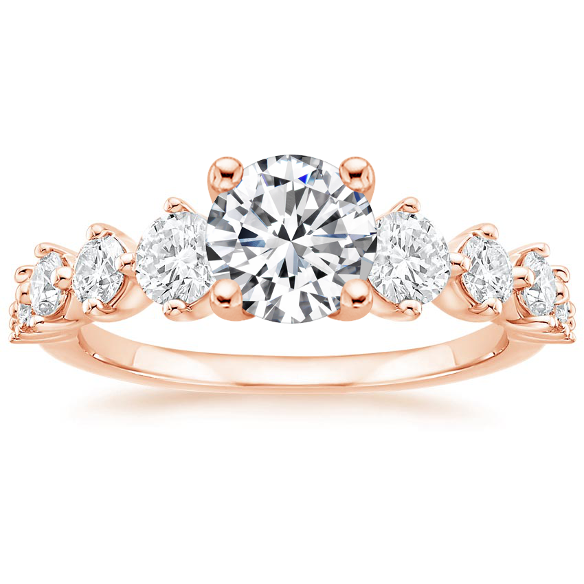 14K Rose Gold Echo Diamond Ring, large top view