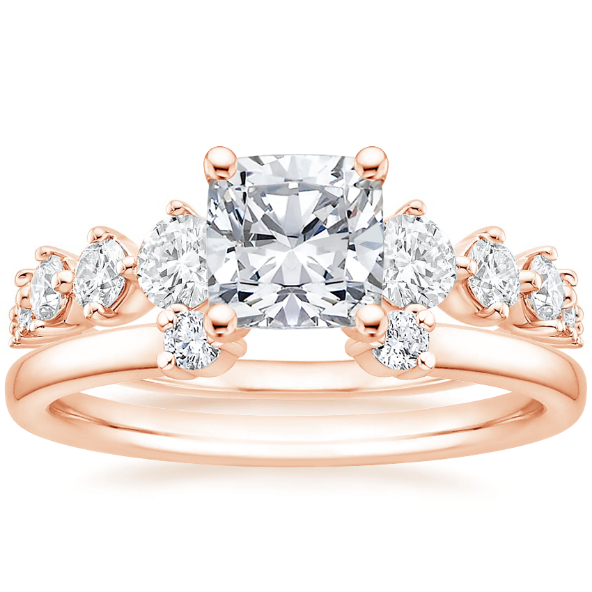 14K Rose Gold Echo Diamond Ring with Wren Diamond Open Ring