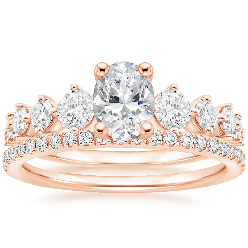 14K Rose Gold Echo Diamond Ring with Luxe Ballad Diamond Ring (1/4 ct. tw.)