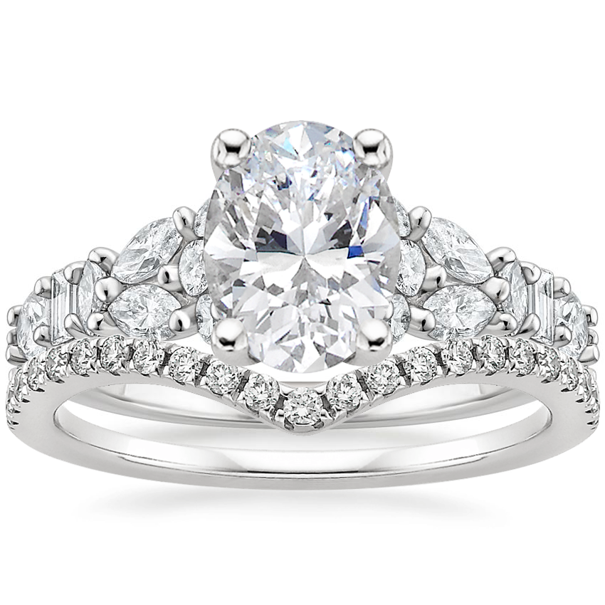 18K White Gold Mireille Diamond Ring (1 ct. tw.) with Flair Diamond Ring (1/6 ct. tw.)