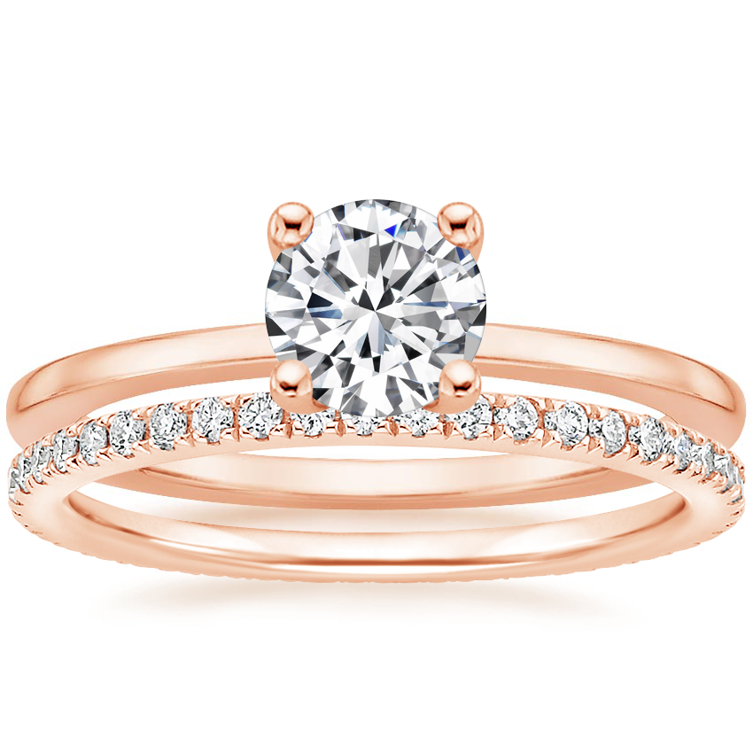 14K Rose Gold Haven Diamond Ring with Ballad Eternity Diamond Ring (1/3 ct. tw.)