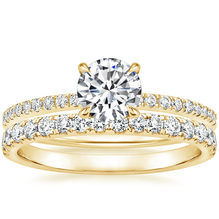 18K Yellow Gold Heritage Pavé Diamond Ring with Constance Diamond Ring (1/3 ct. tw.)