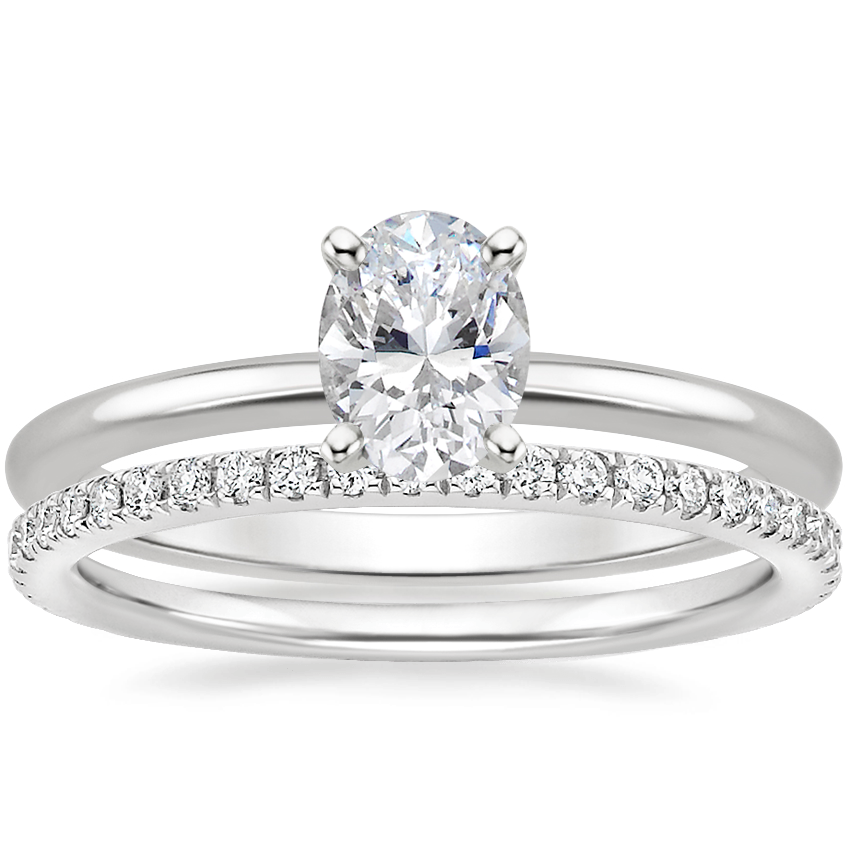 Platinum Four-Prong Petite Comfort Fit Ring with Luxe Ballad Diamond Ring (1/4 ct. tw.)