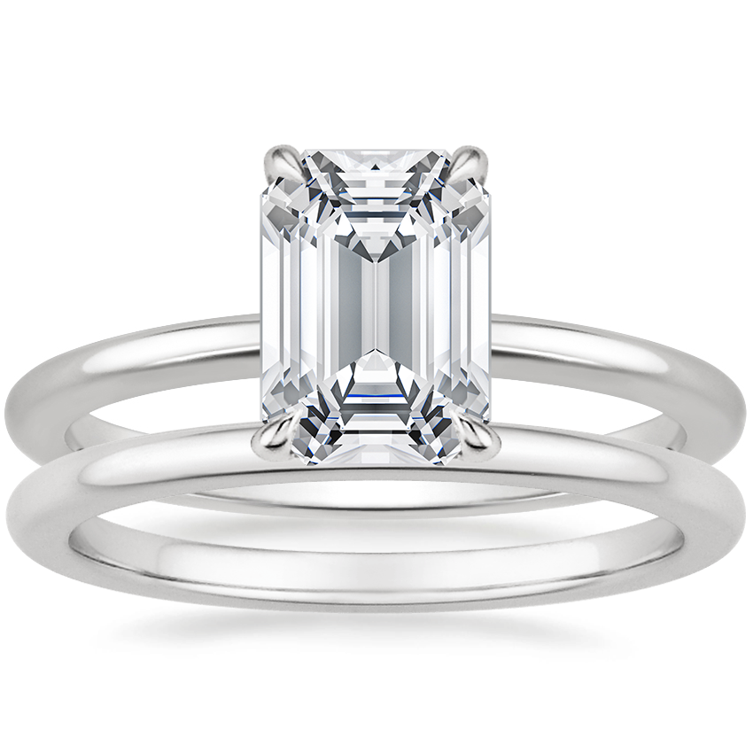 Platinum Petite Elodie Ring with Petite Comfort Fit Wedding Ring