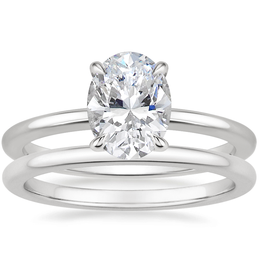 Platinum Petite Elodie Ring with Petite Comfort Fit Wedding Ring