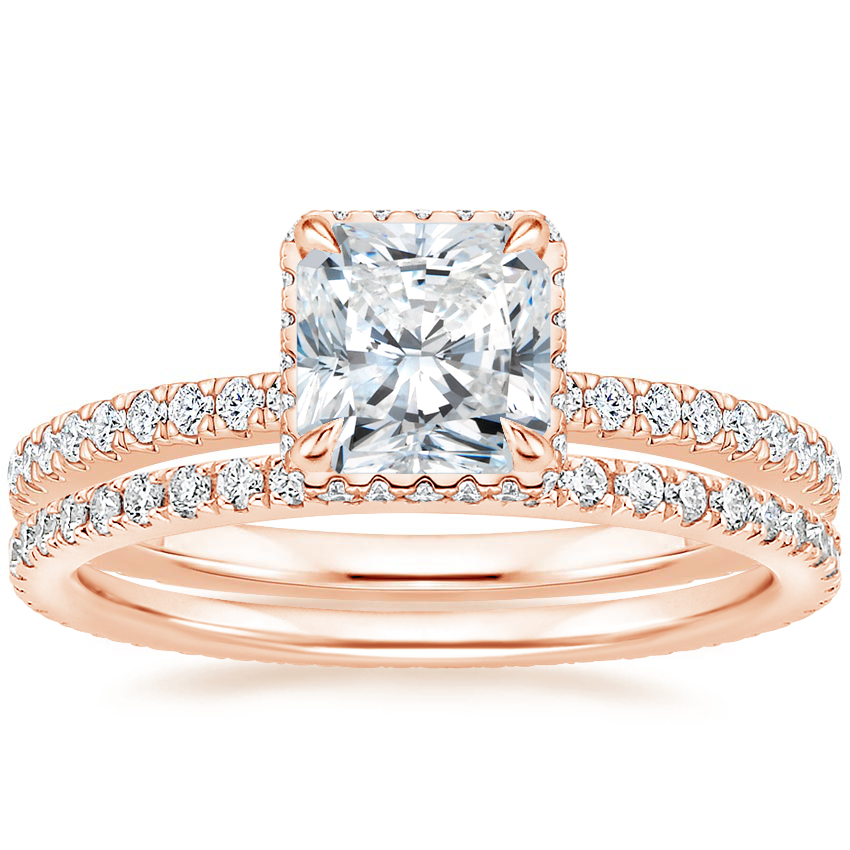 14K Rose Gold Gala Diamond Ring with Ballad Eternity Diamond Ring (1/3 ...