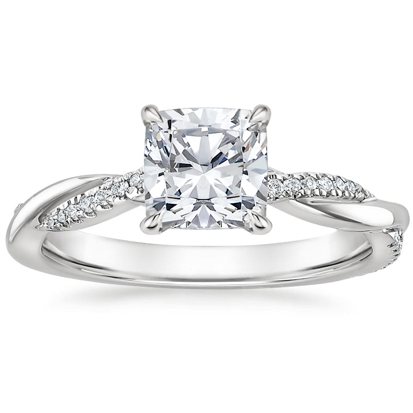 Platinum Petite Twisted Vine Hidden Halo Pavé Diamond Ring, large top view