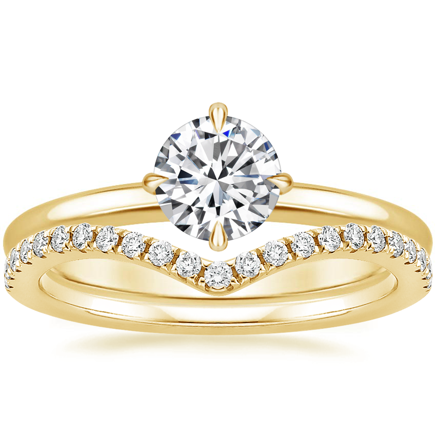 18K Yellow Gold North Star Ring with Flair Diamond Ring (1/6 ct. tw.)