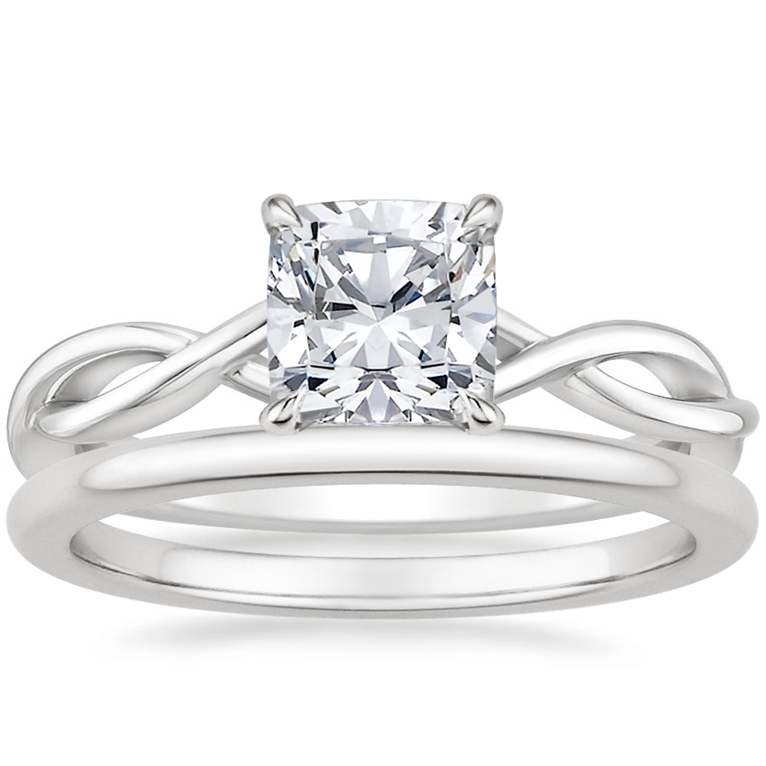 Platinum Ayla Diamond Ring with Petite Comfort Fit Wedding Ring
