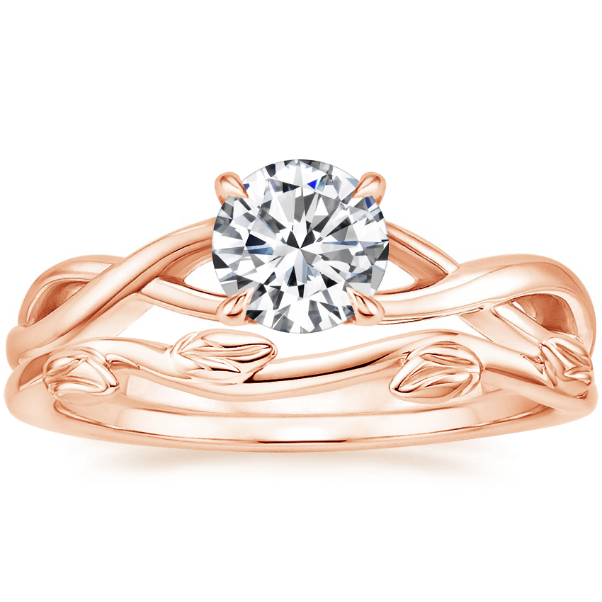 14K Rose Gold Eden Diamond Ring with Winding Willow Ring