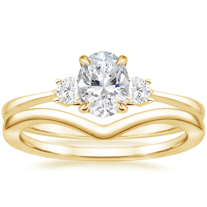 18K Yellow Gold Selene Diamond Ring (1/10 ct. tw.) with Chevron Ring