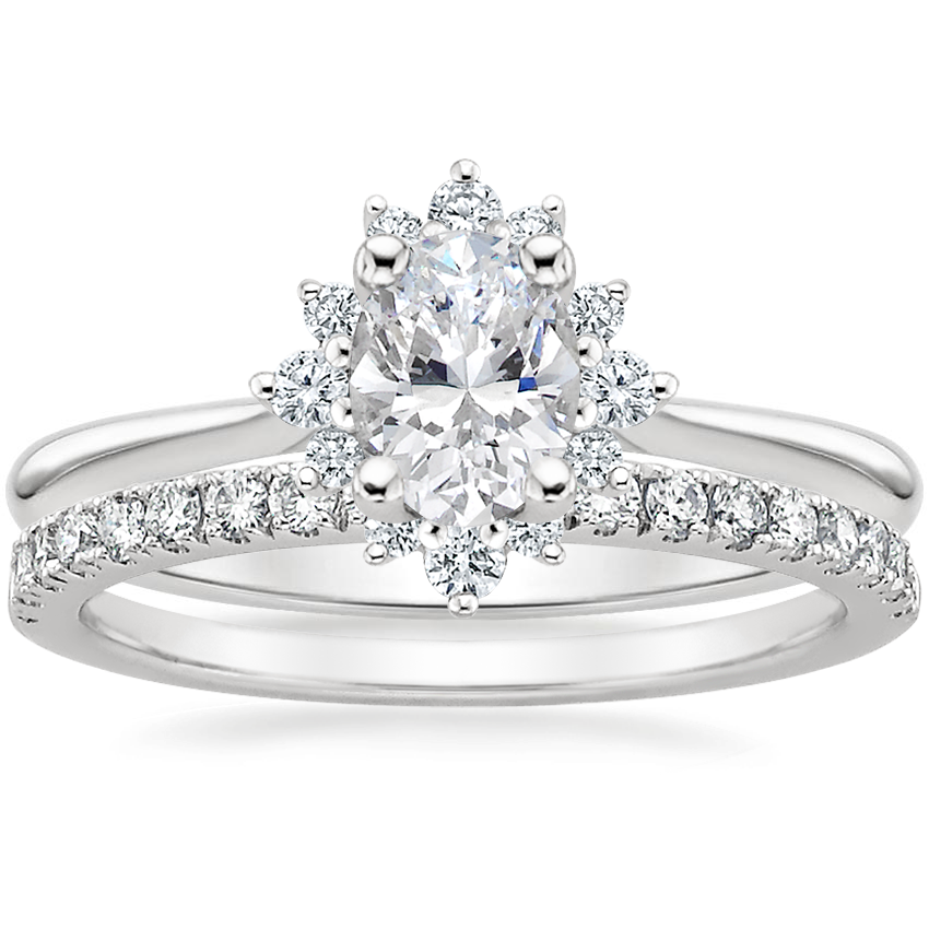 18K White Gold Sol Diamond Ring with Bliss Diamond Ring (1/5 ct. tw.)