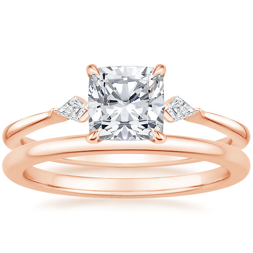 14K Rose Gold Cometa Diamond Ring with Petite Comfort Fit Wedding Ring