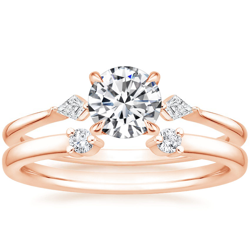 14K Rose Gold Cometa Diamond Ring with Wren Diamond Open Ring