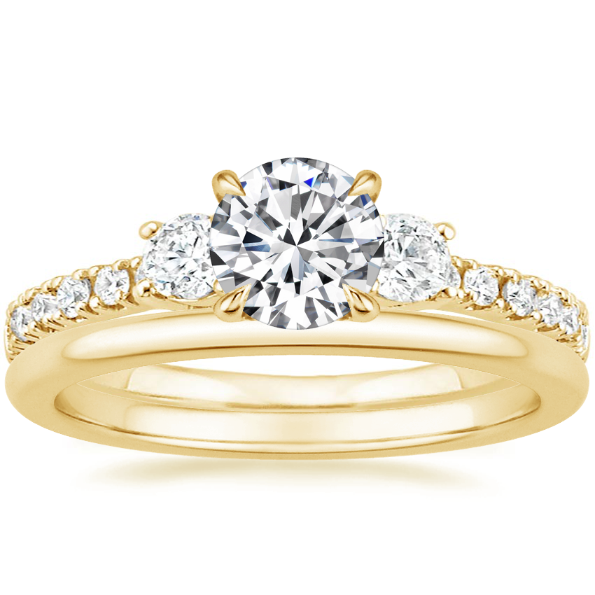 18K Yellow Gold Radiance Diamond Ring (1/3 ct. tw.) with Petite Comfort Fit Wedding Ring