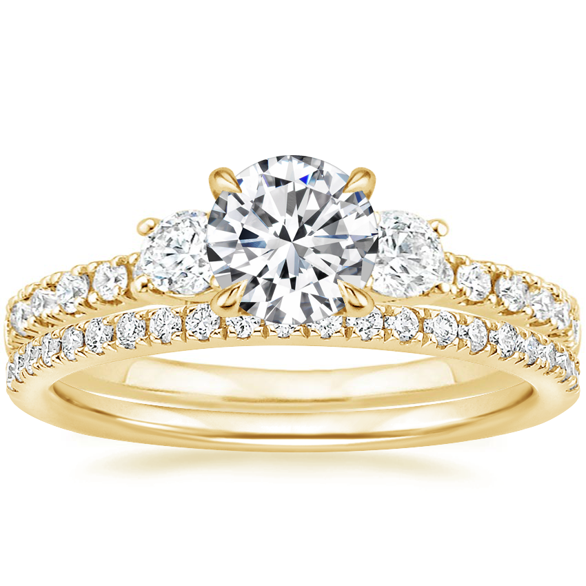 18K Yellow Gold Radiance Diamond Ring (1/3 ct. tw.) with Ballad Diamond Ring (1/6 ct. tw.)