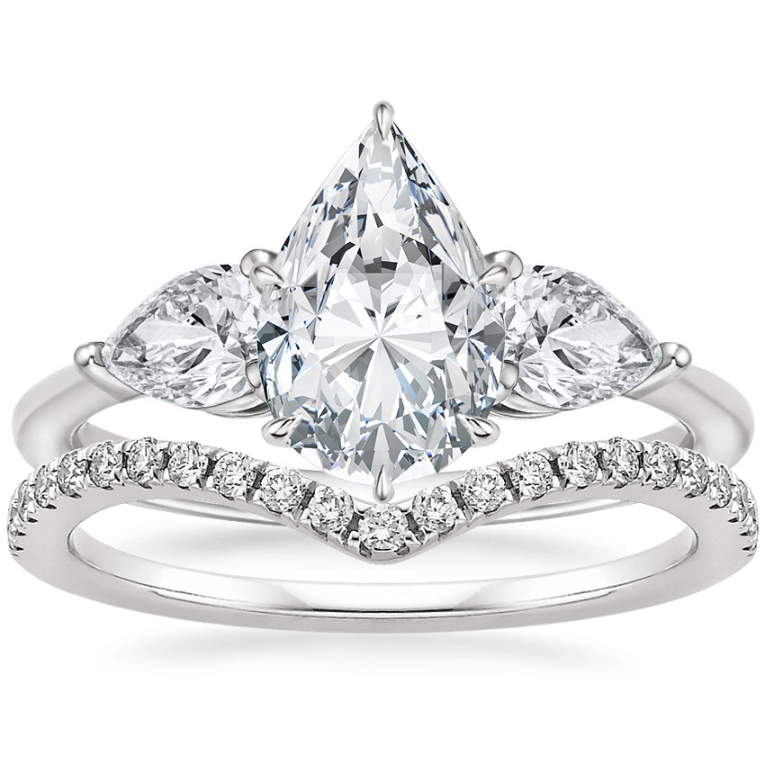 Platinum Luxe Opera Three Stone Diamond Ring with Flair Diamond Ring (1/6 ct. tw.)