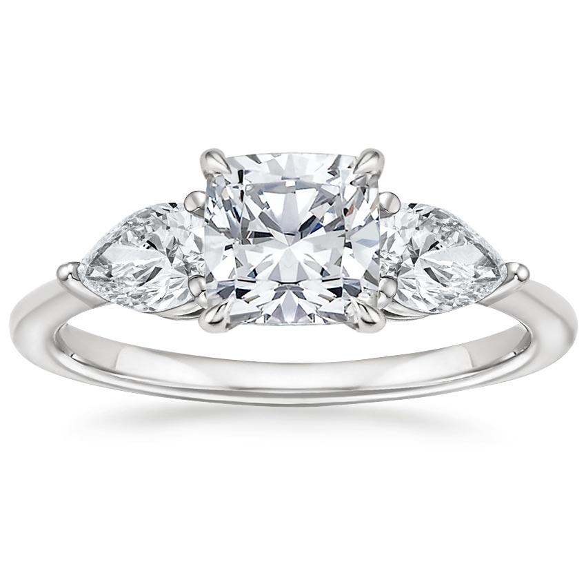 Platinum Luxe Opera Three Stone Diamond Ring, large top view
