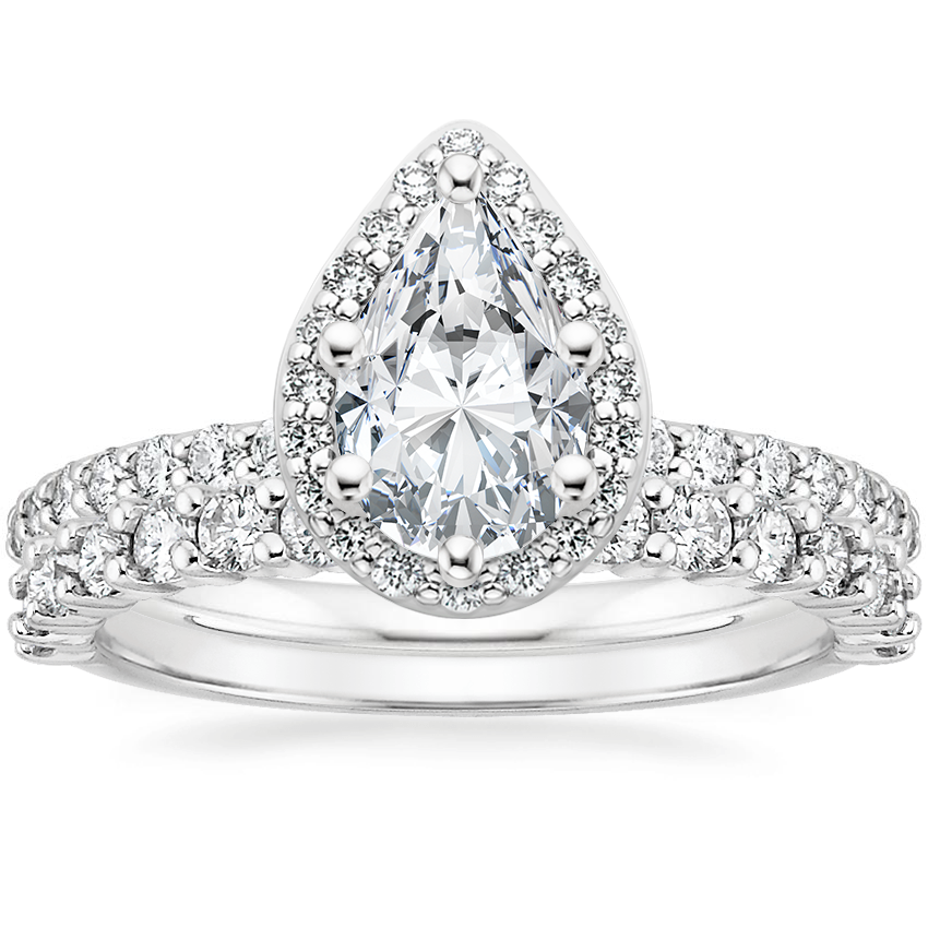 Platinum Shared Prong Halo Diamond Ring with Shared Prong Diamond Ring (1/2 ct. tw.)