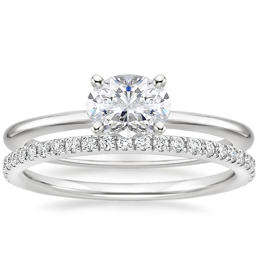 Platinum Horizontal Petite Comfort Fit Ring with Luxe Ballad Diamond Ring (1/4 ct. tw.)