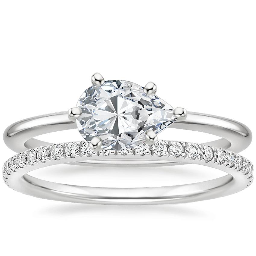 18K White Gold Horizontal Petite Comfort Fit Ring with Luxe Ballad Diamond Ring (1/4 ct. tw.)