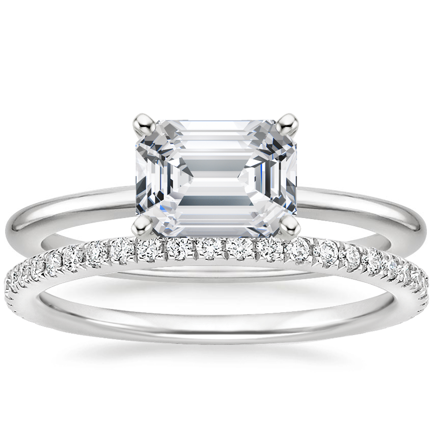 18K White Gold Horizontal Petite Comfort Fit Ring with Luxe Ballad Diamond Ring (1/4 ct. tw.)