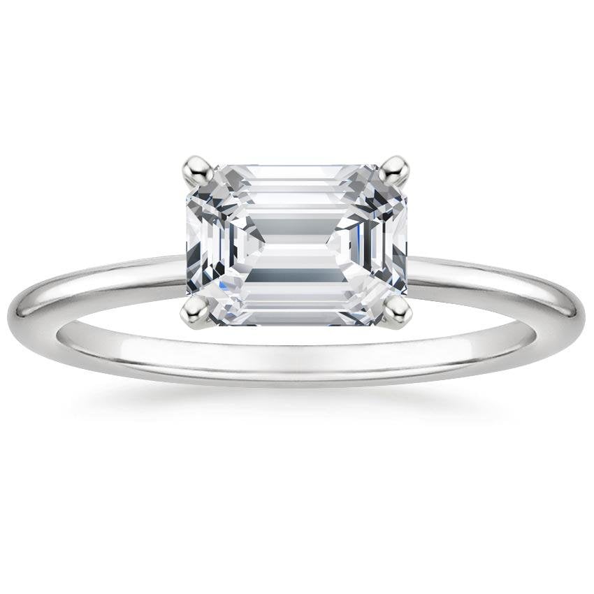 Emerald 18K White Gold Horizontal Petite Comfort Fit Ring