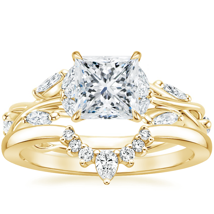 18K Yellow Gold Secret Garden Diamond Ring (1/2 ct. tw.) with Lunette Diamond Ring