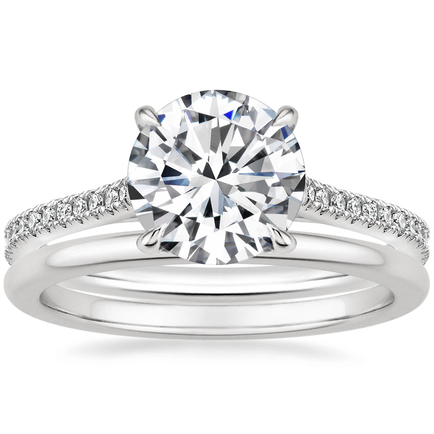 18K White Gold Luxe Lissome Diamond Ring (1/5 ct. tw.) with Petite Comfort Fit Wedding Ring