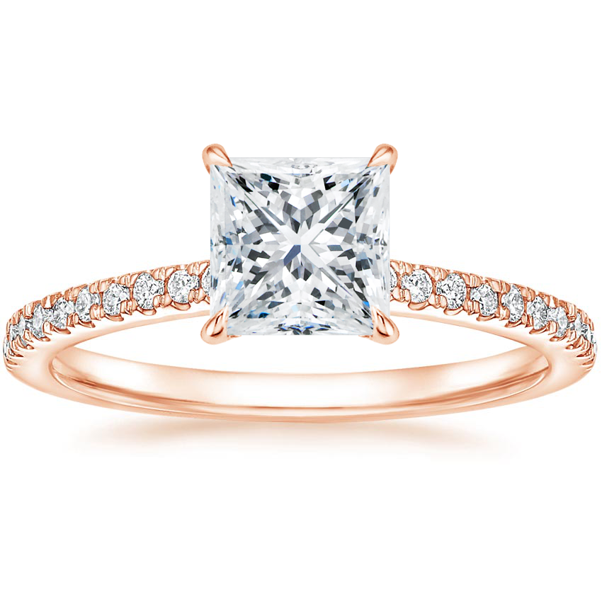 14K Rose Gold Demi Half Coverage Diamond Ring (1/5 ct. tw.), large top view