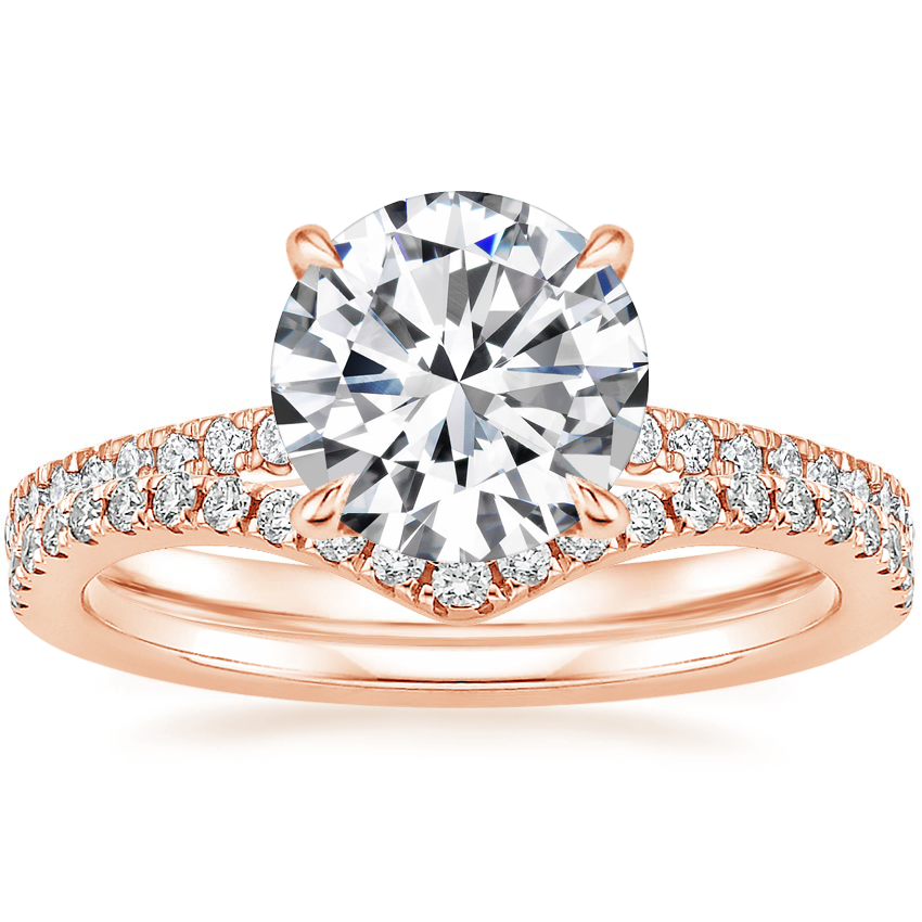 14K Rose Gold Petite Demi Diamond Ring (1/5 ct. tw.) with Flair Diamond Ring (1/6 ct. tw.)