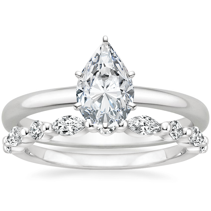 18K White Gold 2mm Comfort Fit Ring with Versailles Diamond Ring (3/8 ct. tw.)