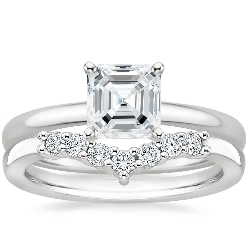 18K White Gold 2mm Comfort Fit Ring with Verona Diamond Ring