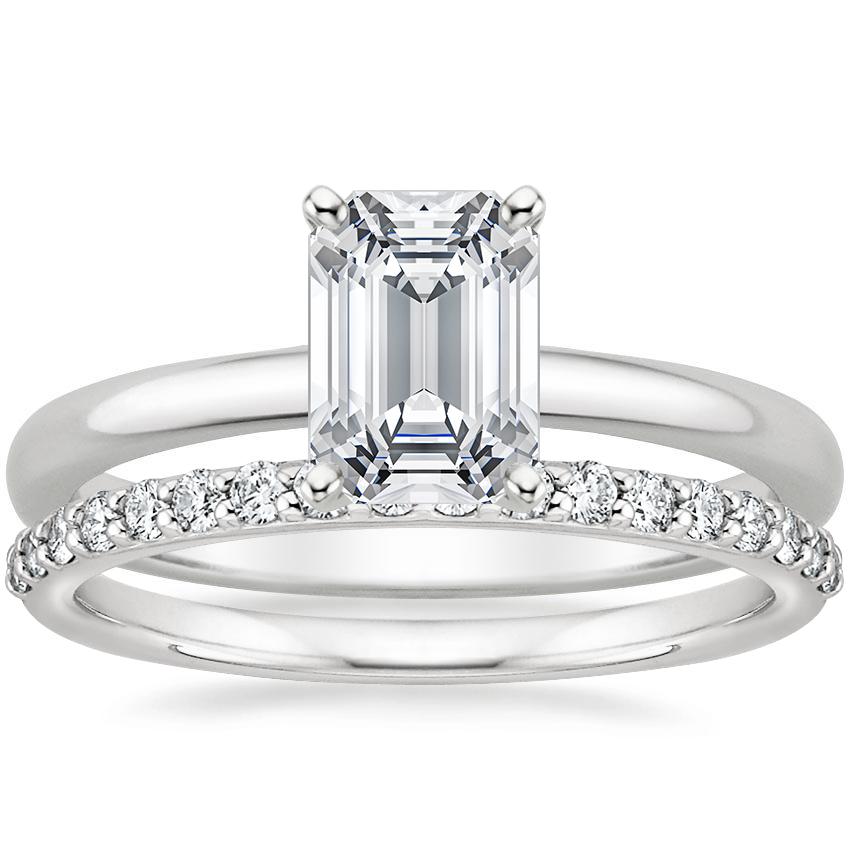 18K White Gold 2mm Comfort Fit Ring with Petite Shared Prong Diamond Ring (1/4 ct. tw.)