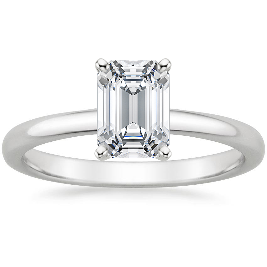 18K White Gold Comfort Fit 2mm Solitaire Ring, large top view