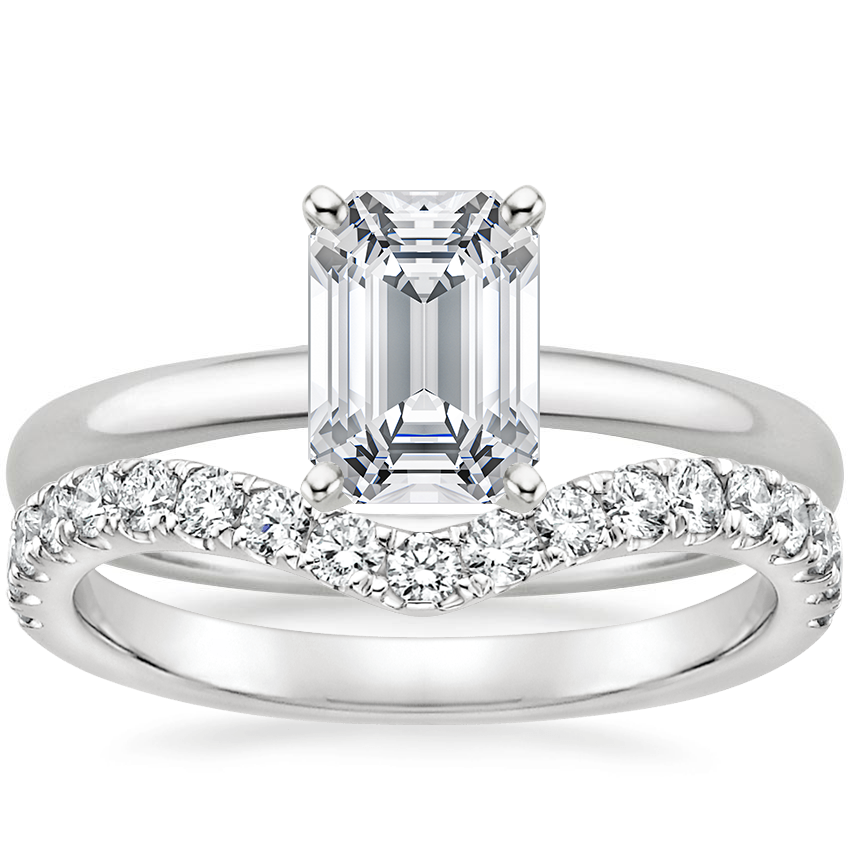 18K White Gold 2mm Comfort Fit Ring with Luxe Flair Diamond Ring (1/3 ct. tw.)