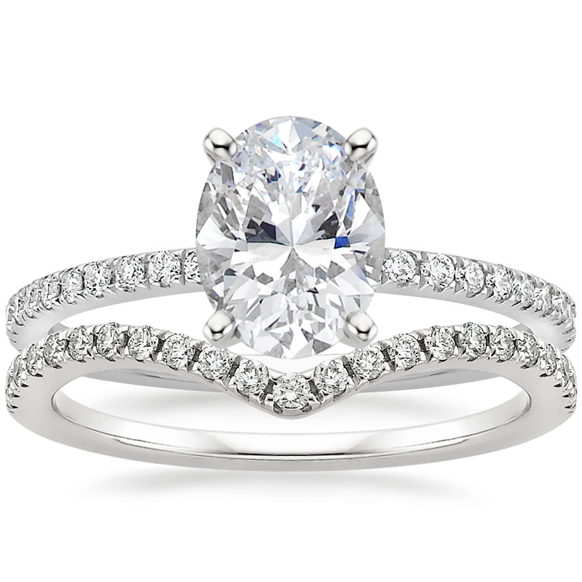 18K White Gold Luxe Ballad Diamond Ring (1/4 ct. tw.) with Flair Diamond Ring (1/6 ct. tw.)