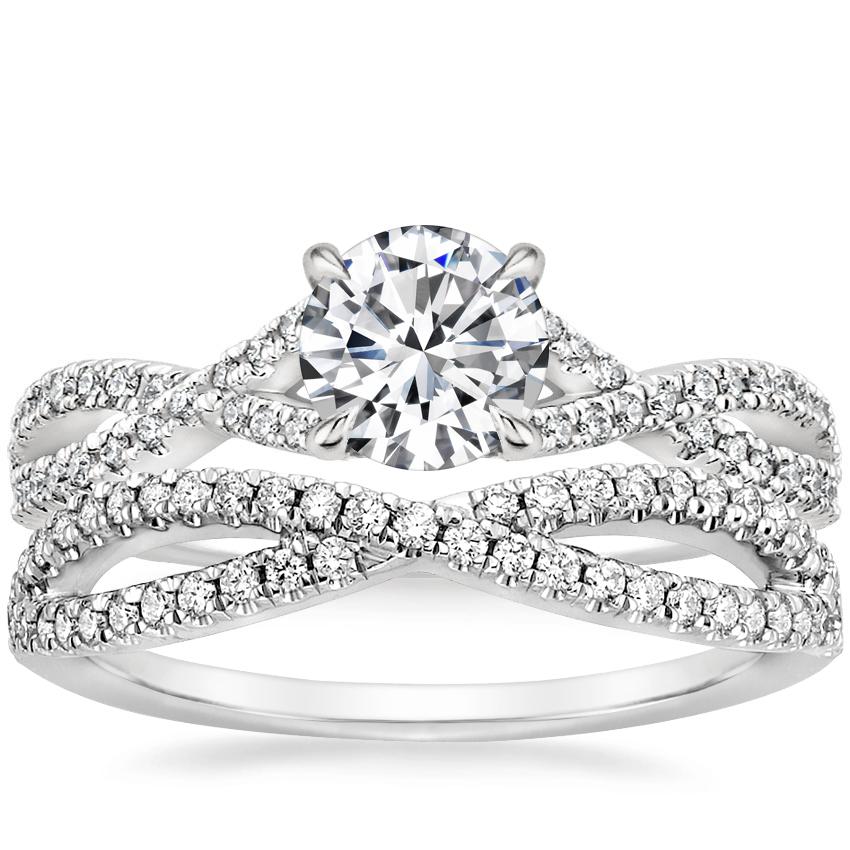 18K White Gold Chloe Diamond Ring (1/4 ct. tw.) with Entwined Diamond ...