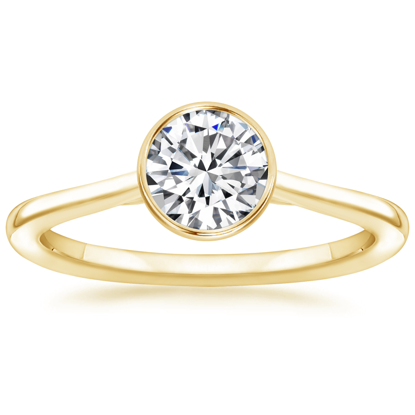 18K Yellow Gold Petite Luna 1.5mm Bezel Ring, large top view