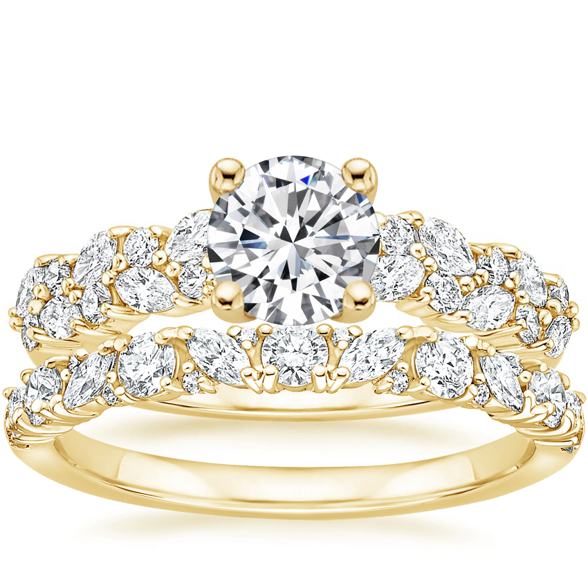 18K Yellow Gold Jardiniere Diamond Ring (1/2 ct. tw.) with Meadow Diamond Ring (1/2 ct. tw.)