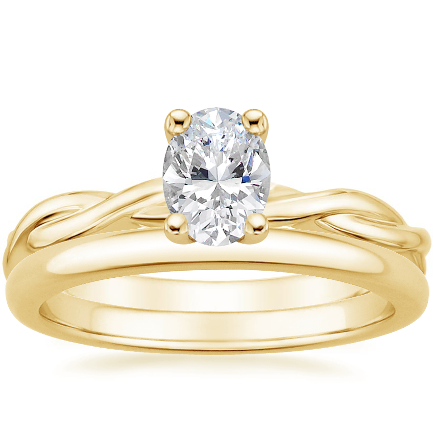 18K Yellow Gold Twisted Vine Ring with 2mm Comfort Fit Wedding Ring