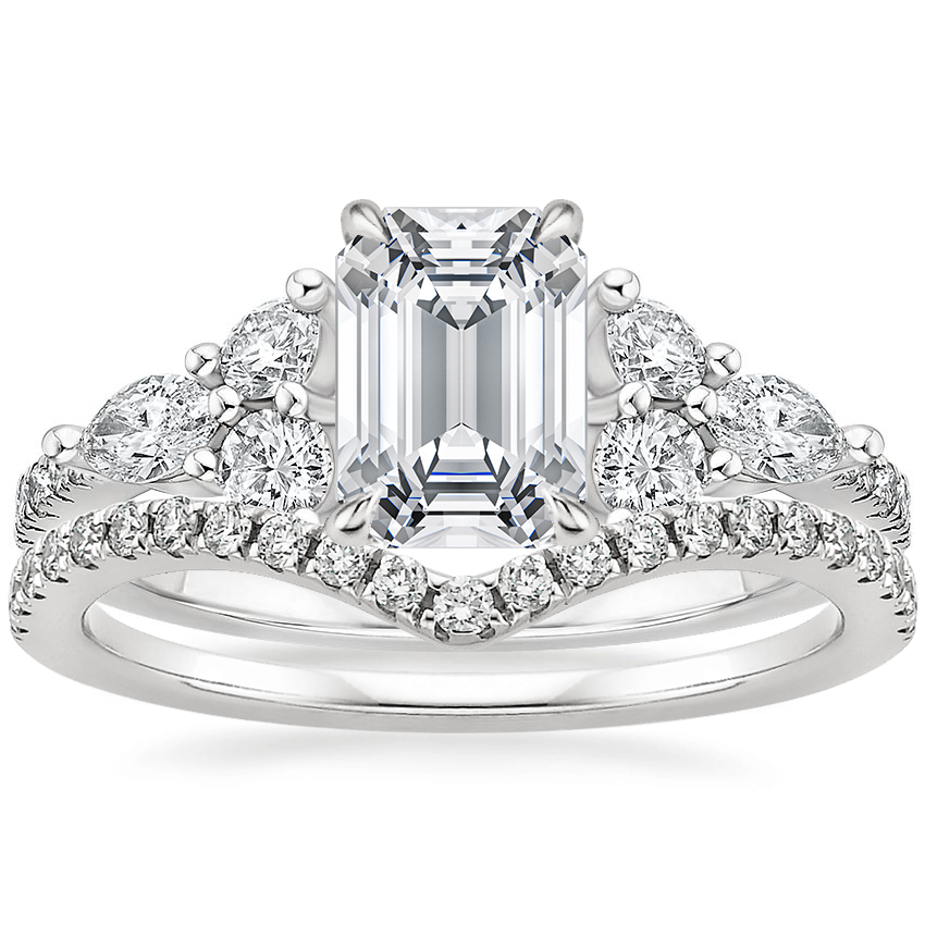 Platinum Luxe Nadia Diamond Ring (1/2 ct. tw.) with Flair Diamond Ring (1/6 ct. tw.)