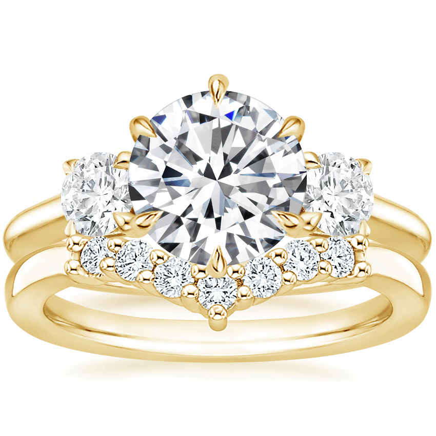 18K Yellow Gold Three Stone Catalina Diamond Ring (1/2 ct. tw.) with Verona Diamond Ring