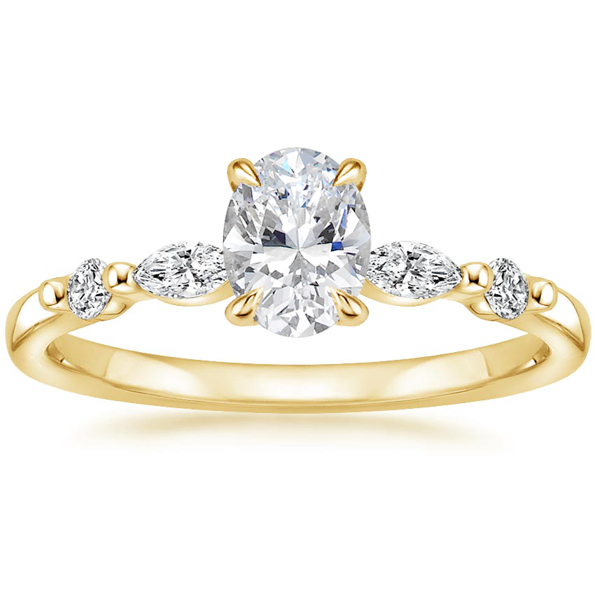 Oval 18K Yellow Gold Petite Versailles Diamond Ring (1/6 ct. tw.)