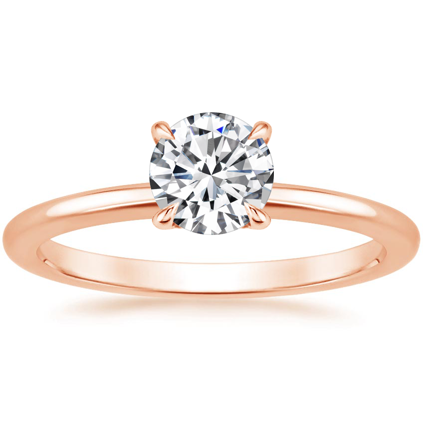 14K Rose Gold Petal Diamond Ring, large top view
