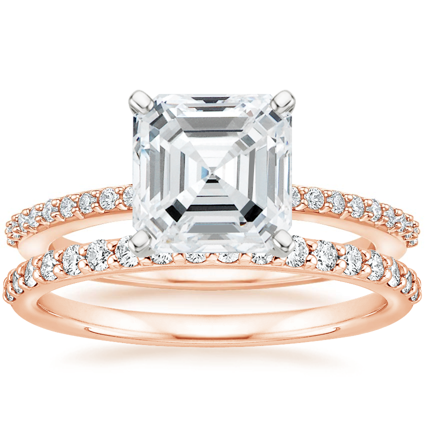 14K Rose Gold Delicate Shared Prong Diamond Ring with Petite Shared Prong Diamond Ring (1/4 ct. tw.)