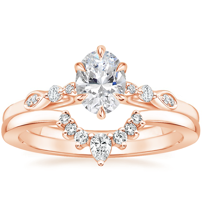 14K Rose Gold Rochelle Diamond Ring with Lunette Diamond Ring