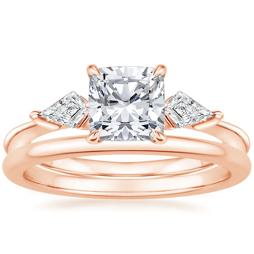 14K Rose Gold Luxe Cometa Diamond Ring (1/3 ct. tw.) with Petite Comfort Fit Wedding Ring