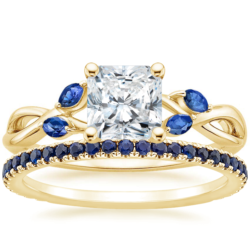 14K Yellow Gold Willow Ring With Sapphire Accents with Luxe Ballad Sapphire Ring