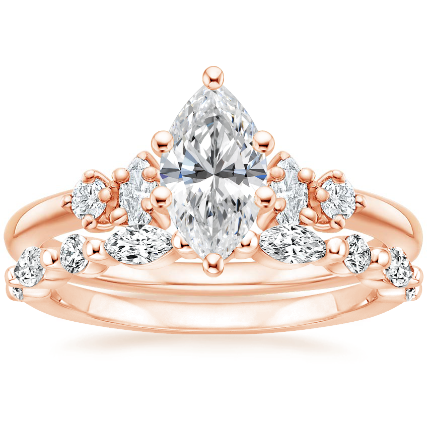 14K Rose Gold Miroir Diamond Ring with Versailles Diamond Ring (3/8 ct. tw.)